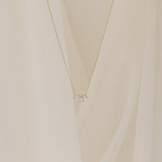 Collier en diamants Moissanite à quatre pierres taille marquise pour femme