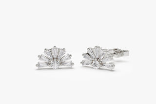 Tapered Baguette & Round Cut Diamond Unique Studs Earrings for Her