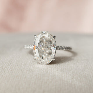 3.5 CT Oval Cut Pave Setting Moissanite Engagement Ring