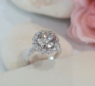 1.50 - 3.50 CT Round Cut Halo G/VS2 Lab Grown Diamond Engagement Ring