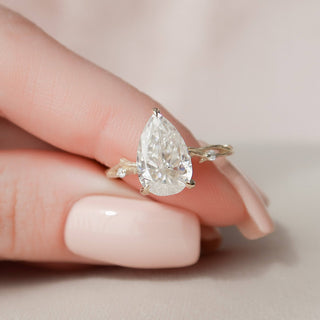 3.12CT Pear Shaped Nature Inspired Twig Engagement Ring - ELITE CARAT