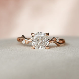 1.50CT Cushion Cut Branch Nature Inspired Moissanite Engagement Ring