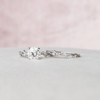 2.0 CT Round Cut Twig Pave Setting Moissanite Engagement Ring