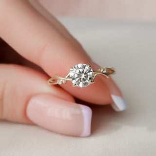 1.0 CT Round Shaped Moissanite Twig Style Engagement Ring