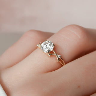 1.28CT Round Cut Branches Style Moissanite Engagement Ring