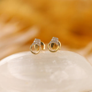 Pendientes con forma de esposas de diamantes de talla redonda para regalo de Navidad