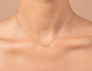 Collier avec diamants et moissanite Paper Clip pour femme