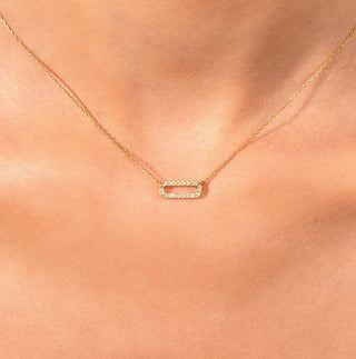 Collier avec diamants et moissanite Paper Clip pour femme