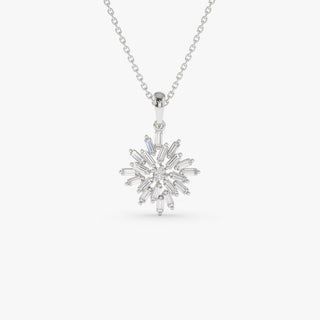 Baguette Cut Diamond Cluster Necklace for Women