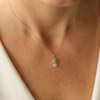 Baguette Cut Diamond Cluster Necklace for Women