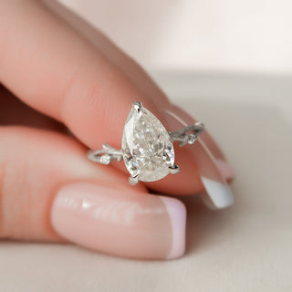 2.0CT Pear Cut Nature Inspired Moissanite Engagement Ring - ELITE CARAT