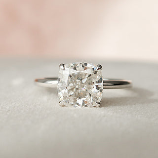 2.0 CT Cushion Shaped Moissanite Hidden Halo Engagement Ring