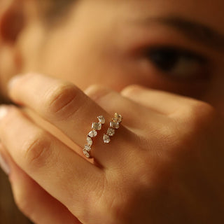 Bague de déclaration en or massif 14 carats avec diamants croisés pour elle