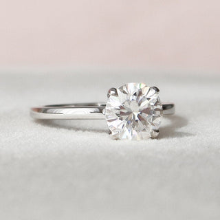 1.5 CT Round Shaped Moissanite Hidden Halo Engagement Ring