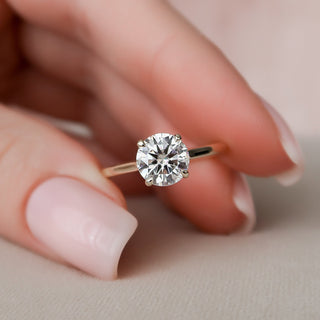 1.5 CT Round Shaped Moissanite Hidden Halo Engagement Ring