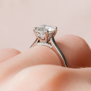 1.5 CT Round Shaped Moissanite Hidden Halo Engagement Ring