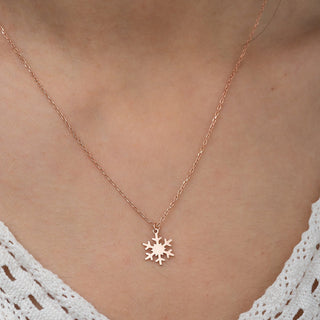 Collier avec pendentif flocon de neige en or massif 14 carats pour cadeau de Noël