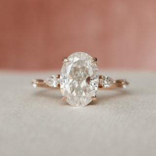 2.0 CT Oval Shaped Moissanite Hidden Halo Engagement Ring