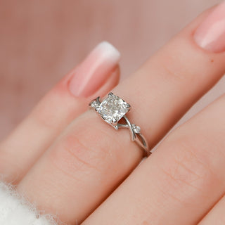 1.28CT Cushion Cut Twig Branch Moissanite Engagement Ring