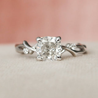 1.0CT Cushion Cut Twig Branch Moissanite Engagement Ring - ELITE CARAT