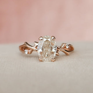 1.21CT Oval Cut Twig Moissanite Nature Inspired Engagement Ring