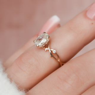 1.21CT Oval Cut Twig Moissanite Nature Inspired Engagement Ring