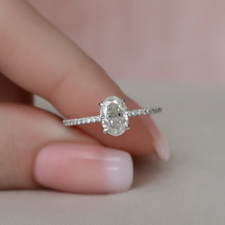 1.0 CT Oval Shaped Moissanite Hidden Halo Engagement Ring