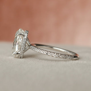 3.0 CT Oval Pave Setting & Hidden Halo Moissanite Engagement Ring