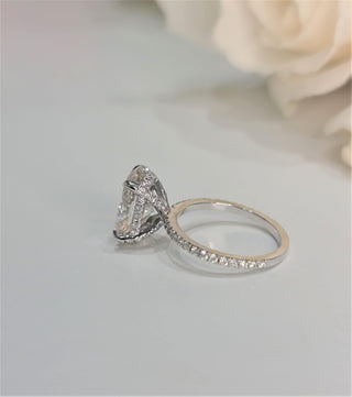 1.0-3.0 CT Oval Cut Hidden Halo Lab Grown Diamond Engagement Ring