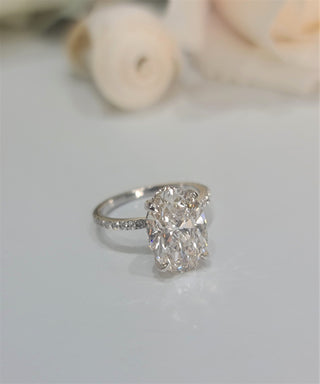 1.0-3.0 CT Oval Cut Hidden Halo Lab Grown Diamond Engagement Ring