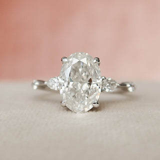 2.0 CT Oval Shaped Moissanite Hidden Halo Engagement Ring