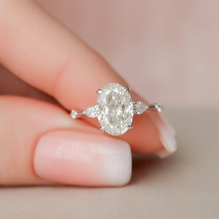 2.0 CT Oval Shaped Moissanite Hidden Halo Engagement Ring