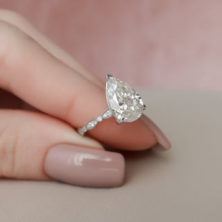 3.0CT Pear Cut Art Deco Moissanite Unique Engagement Ring - ELITE CARAT