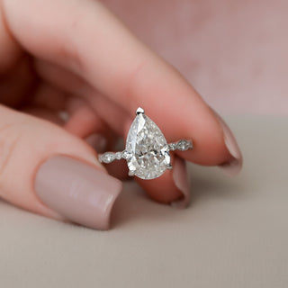 3.0CT Pear Cut Art Deco Moissanite Unique Engagement Ring - ELITE CARAT