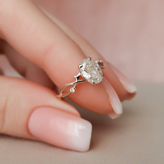 1.21CT Oval Cut Twig Moissanite Nature Inspired Engagement Ring