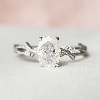 1.0CT Oval Cut Twig Moissanite Nature Inspired Engagement Ring - ELITE CARAT