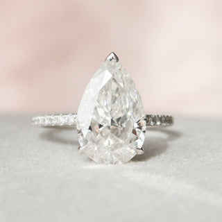 3.50CT Pear Cut Hidden Halo Moissanite Engagement Ring - ELITE CARAT