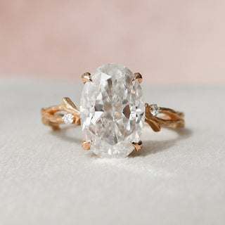 3.50CT Oval Twig Moissanite Diamond Engagement Ring In Solid Gold