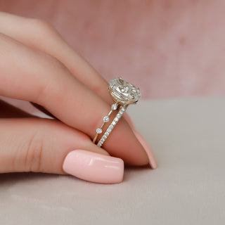 Ensemble de bagues de fiançailles pour mariée en moissanite à taille ovale de 3,00 ct 