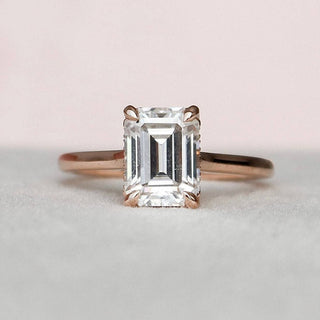 1.50CT Emerald Cut Moissanite Cathedral Setting Engagement Ring - ELITE CARAT