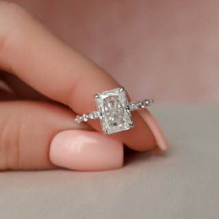 3.50CT Radiant Cut Moissanite Pave Engagement Ring - ELITE CARAT