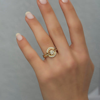 Bague pour femme en 2 pièces avec diamants taille ronde pour cadeau 