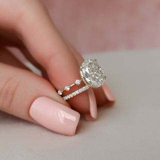 Ensemble de bagues de fiançailles pour mariée en moissanite à taille ovale de 3,00 ct 