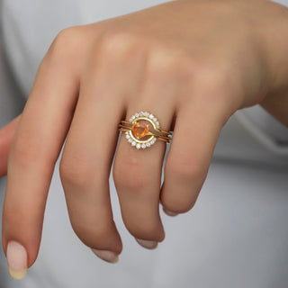 Bague pour femme en 2 pièces avec diamants taille ronde pour cadeau 