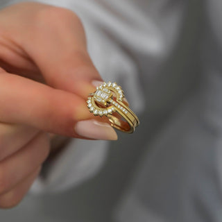 Anillo de mujer con diamantes de talla redonda de 2 piezas para regalo 