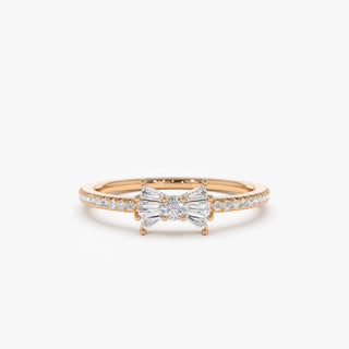 Alliance de mariage en moissanite taille baguette et nœud rond de 0,25 TCW