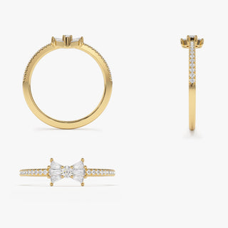 Alliance de mariage en moissanite taille baguette et nœud rond de 0,25 TCW