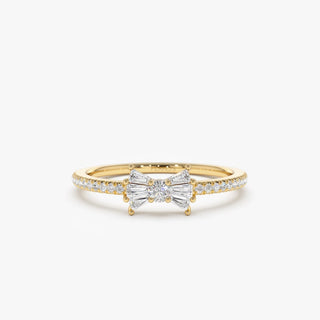 Alliance de mariage en moissanite taille baguette et nœud rond de 0,25 TCW