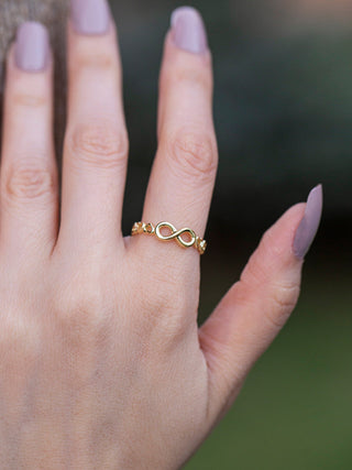 Bague en or massif 14 carats avec cœur et infini, cadeau pour elle