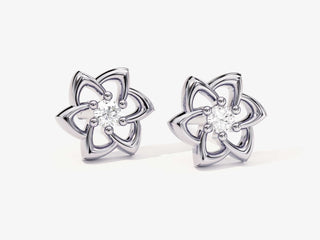 Pendientes con forma de flor y diamantes de talla redonda para regalar en Halloween